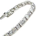 ddدستبند تنیسی الماس تراش برلیان و الماس تراش باگت با طلای سفید مدل: bgd2076