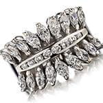 انگشتر زنانه طلای سفید با نگین الماس تراش برلیان و مارکیز : مدل wrdf2151