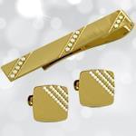 ست گیره کروات و دکمه سردست طلا زرد با نگین برلیان مدل smb1007