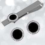 ست گیره کروات و دکمه سردست طلا با نگین برلیان و انیکس مدل smb1016