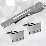 ست گیره کروات و دکمه سردست طلا با نگین الماس تراش برلیان مدل smb1022