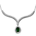 گردنبند جواهر با نگین زمرد و الماس تراش برلیان مدل: ndf1320