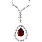 گردنبند طلا و جواهر با نگین  یاقوت قرمز و الماس تراش برلیان مدل: ndf1346