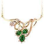 گردنبند طلا و جواهر با نگین زمرد و الماس تراش برلیان مدل: ndf1349