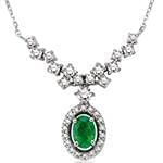 گردنبند طلا و جواهر با نگین زمرد و الماس تراش برلیان مدل: ndf1353