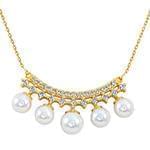 گردنبند طلا و جواهر با نگین مروارید و الماس تراش برلیان مدل: ndf1357