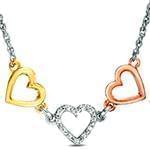 گردنبند طلا و جواهر با نگین الماس تراش برلیان طرح قلب مدل: ndf1358