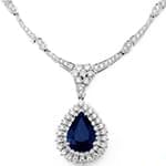 گردنبند طلا و جواهر با نگین یاقوت کبود و الماس تراش برلیان مدل: ndf1363