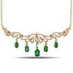 گردنبند طلا و جواهر با نگین زمرد و الماس تراش برلیان مدل: ndf1366