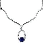 گردنبند طلا و جواهر با نگین یاقوت کبود و الماس تراش برلیان مدل: ndf1369 