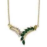 گردنبند طلا و جواهر با نگین زمرد مارکیز و الماس تراش برلیان مدل: ndf1370 