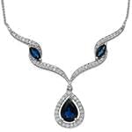 گردنبند طلا و جواهر با نگین یاقوت کبود و الماس تراش برلیان مدل: ndf1372 