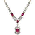 گردنبند طلا و جواهر با نگین یاقوت قرمز و الماس تراش برلیان مدل: ndf1373 