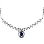 گردنبند طلا و جواهر با نگین یاقوت کبود و الماس تراش برلیان مدل: ndf1373 