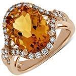 انگشتر طلای سفید زنانه با نگین سیترین و الماس تراش برلیان:مدل rgf1664