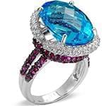 انگشتر طلای زنانه با نگین توپاز، یاقوت قرمز و الماس تراش برلیان:مدل rgf1674