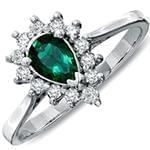 انگشتر طلای سفید زنانه با نگین زمرد و الماس تراش برلیان:مدل rgf1678