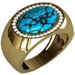 انگشتر طلای زرد 18 عیار با نگین برلیان و فیروزه مدل rgm1599 