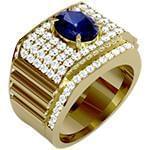 انگشتر طلای 18 عیار رولکسی با نگین الماس تراش برلیان و یاقوت کبود مدل rgm1601 