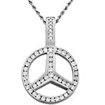 آویز و پلاک طلای سفید با نگین الماس تراش برلیان طرح بنز: مدل npdm1066