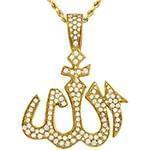 پلاک مذهبی طلای زرد با نگین الماس تراش برلیان طرح الله: مدل npdm1073