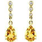 گوشواره طلای زنانه سیترین و الماس تراش برلیان مدل: edf1546 