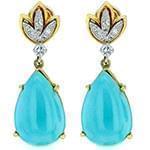 گوشواره طلای زنانه فیروزه و الماس تراش برلیان مدل: edf1556 