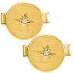 دکمه سردست طلای زرد تک نگین با نگین الماس تراش برلیان مدل: cdm1302 