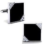 دکمه سردست طلای سفید با نگین الماس تراش برلیان و انیکس مدل: cdm1303 