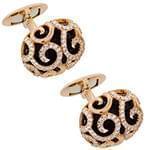 دکمه سردست طلای زرد با نگین الماس تراش برلیان و انیکس مدل: cdm1307 