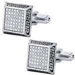 دکمه سردست طلای سفید سیاه قلم با نگین الماس تراش برلیان طرح ورساچی مدل: cdm1310 