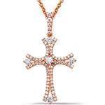 پلاک صلیب طلای زرد با نگین الماس تراش برلیان مدل: gpm1057