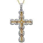 پلاک صلیب طلای زرد و سفید با نگین الماس تراش برلیان مدل: gpm1064