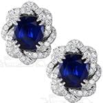 گوشواره طلای زنانه یاقوت کبود و الماس تراش برلیان مدل: edf1561