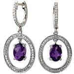 گوشواره طلای سفید زنانه آمتیس و الماس تراش برلیان مدل: edf1562