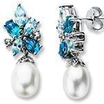 گوشواره طلای زنانه توپاز، مروارید و الماس تراش برلیان مدل: edf1563