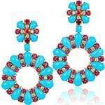 گوشواره فیروزه، یاقوت قرمز و برلیان با طلای زرد مدل: edf1564