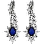 گوشواره طلای زنانه یاقوت کبود و الماس تراش برلیان مدل: edf1567