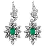 گوشواره طلای زنانه زمرد و الماس تراش برلیان مدل: edf1569