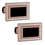 دکمه سردست طلای رزگلد با نگین الماس تراش برلیان و انیکس مدل: cdm1313 