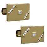 دکمه سردست طلای زرد با نگین الماس تراش برلیان و پرنس مدل: cdm1314 