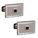 دکمه سردست طلای سفید با نگین الماس تراش برلیان و یاقوت کبود مدل: cdm1315 