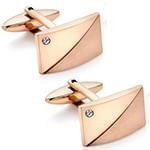 دکمه سردست طلای رزگلد با نگین الماس تراش برلیان مدل: cdm1316 