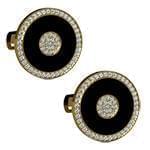 دکمه سردست طلای زرد جواهر با نگین الماس تراش برلیان و انیکس مدل: cdm1318