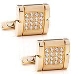 دکمه سردست طلای زرد با نگین الماس تراش برلیان مدل: cdm1324