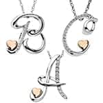 پلاک حرف A طلا و جواهر با نگین الماس تراش برلیان طرح قلب مدل: idn1001