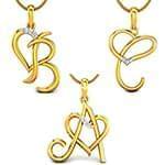 پلاک حروف طلاو جواهر با نگین الماس تراش برلیان طرح قلب مدل: idn1106 