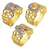 انگشتر حرف طلا و جواهر با نگین الماس تراش برلیان مدل: idn1108 