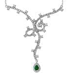 گردنبند طلا ظریف زنانه با نگین زمرد و الماس تراش برلیان مدل: ndf1375