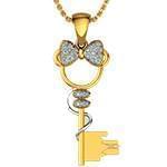 گردنبند طلای کودکانه با نگین الماس تراش برلیان طرح کلید و میکی ماوس مدل: pgb2223 